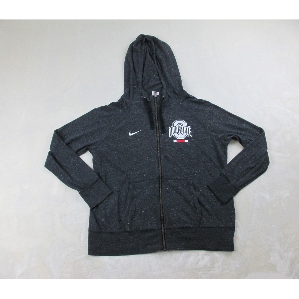 Ohio State Buckeyes Sweater Womens Large Gray Full Zip Nike Football NCAA